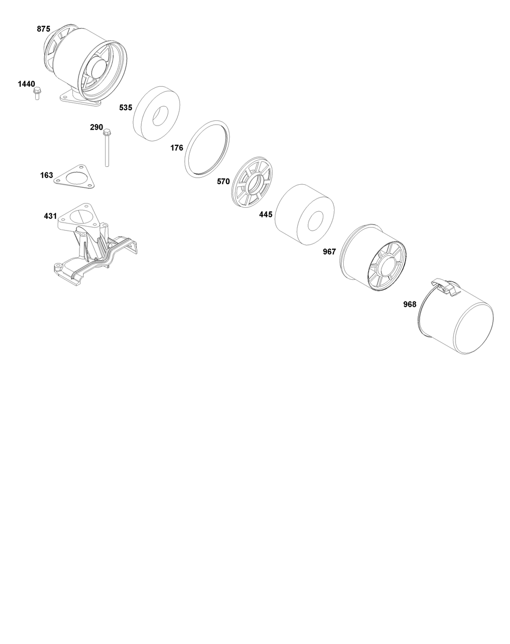 Air Cleaner Group Diagram and Parts List for 181D05-0001-01 100000 - 19Z999 Briggs and Stratton Engine